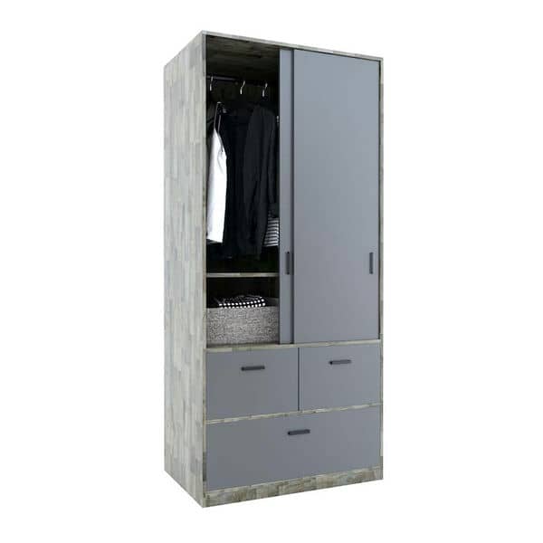 Tủ quần áo cửa lùa có hộc kéo gỗ cao su TQA68039