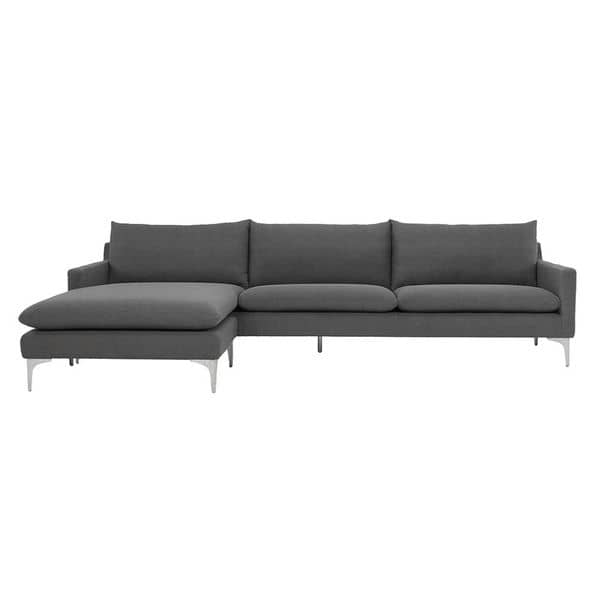 Sofa góc chữ L 280x86cm chân inox nệm bọc vải SFL68021