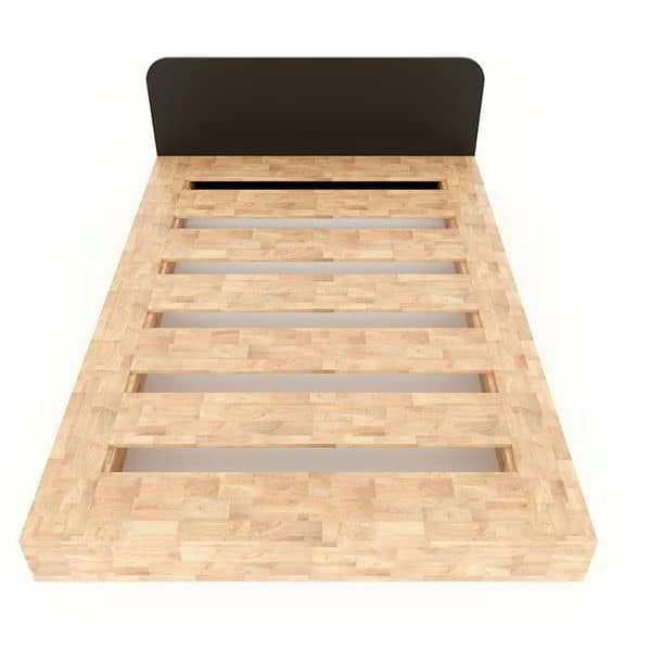 Giường ngủ bo viền chất liệu gỗ cao su tự nhiên