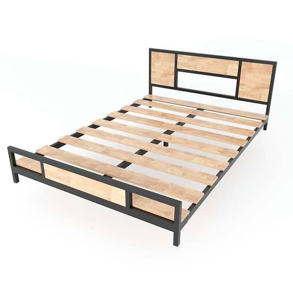 Giường ngủ Ferrro gỗ cao su kết hợp khung sắt lắp ráp GN68023