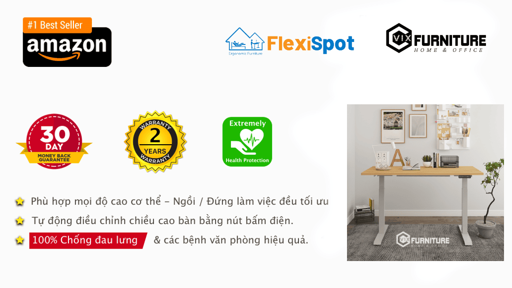 Giới thiệu Bàn Làm Việc Điều Chỉnh Độ Cao Flexispot VF-ET2