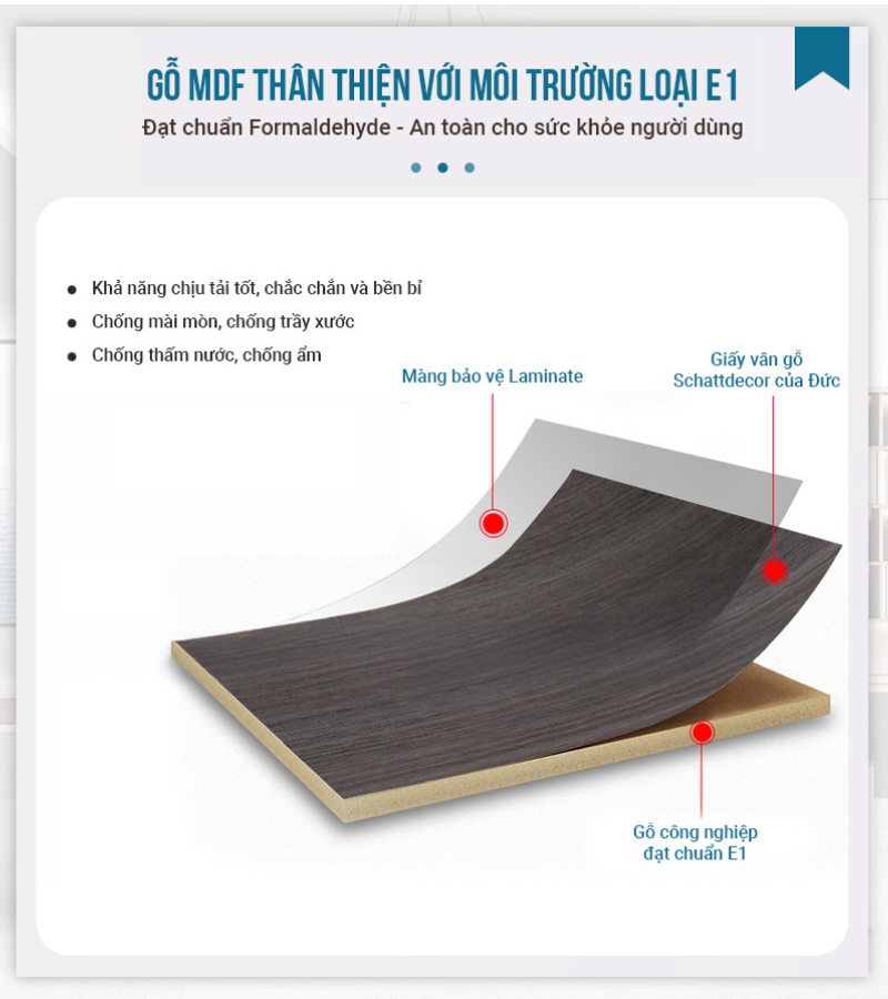 Bàn Lãnh Đạo Nhập Khẩu Ankeni AKN-B905 được làm từ chất liệu ván gỗ sợi công nghiệp, đạt tiêu chuẩn E1 châu Âu.