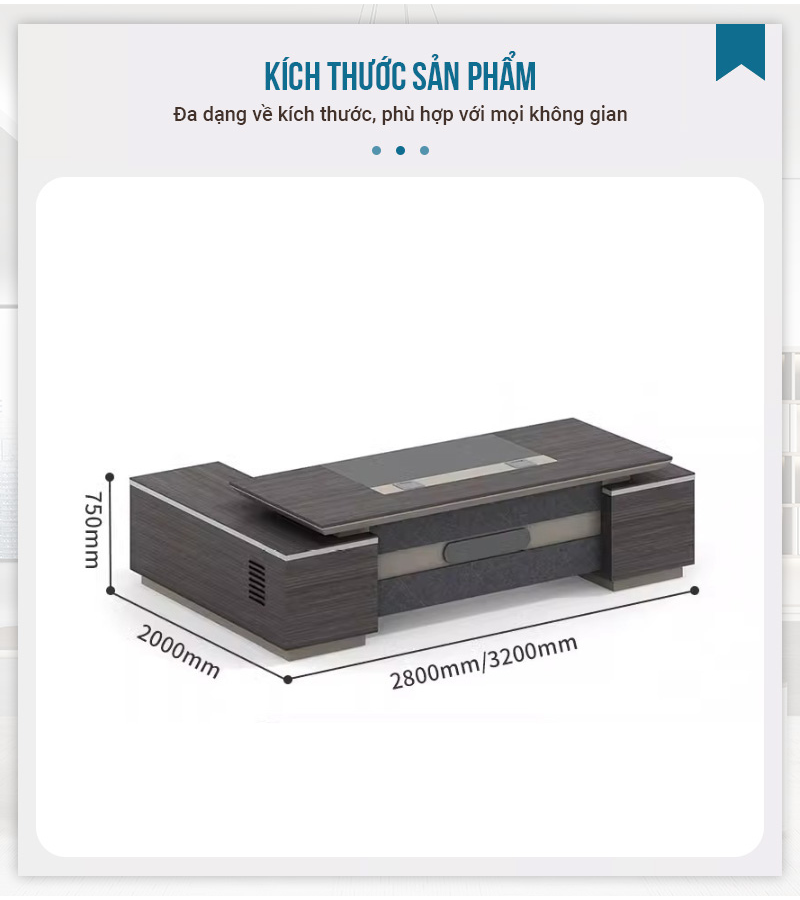 Kích thước Bàn Lãnh Đạo Nhập Khẩu Ankeni AKN-B905