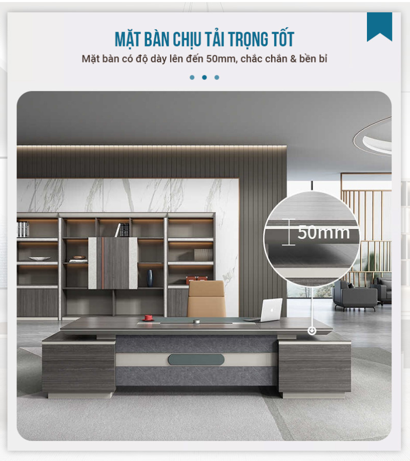Bàn Lãnh Đạo Nhập Khẩu Ankeni AKN-B905: Mặt bàn chắc chắn và bền bỉ