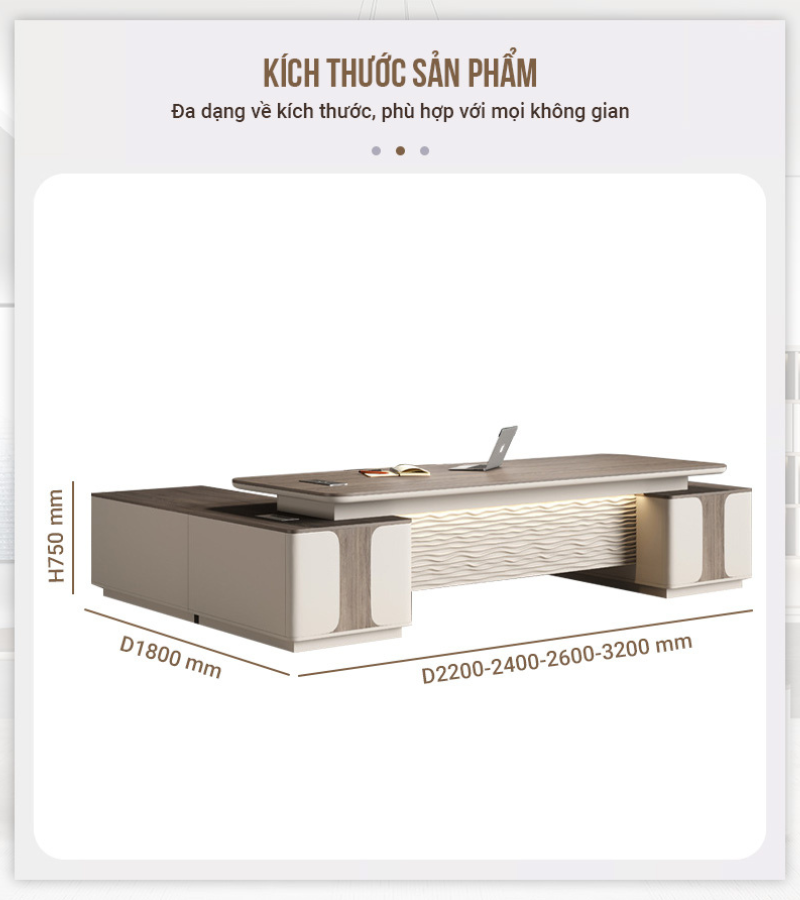 Bàn Lãnh Đạo Nhập Khẩu WX WE-02: Kích thước sản phẩm