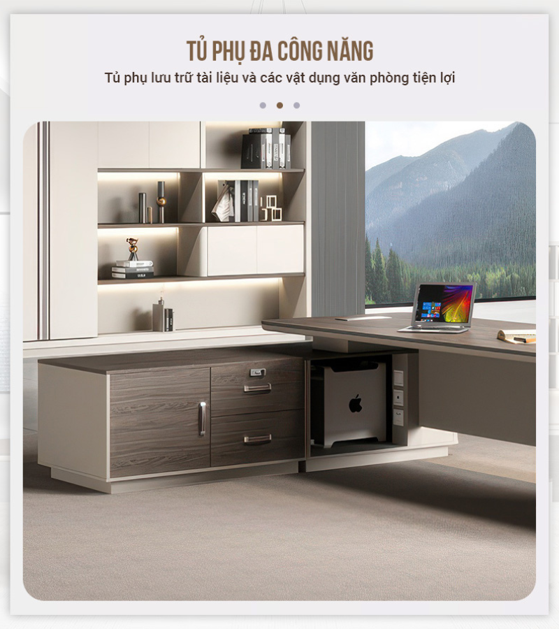 Bàn Lãnh Đạo Nhập Khẩu WX WE-02: Tủ phụ đa công năng