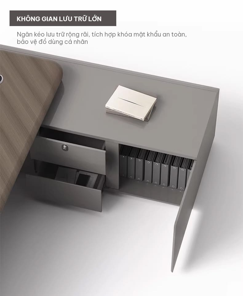 Bàn Lãnh Đạo Nhập Khẩu Monterra MT02: Không gian lưu trữ lớn