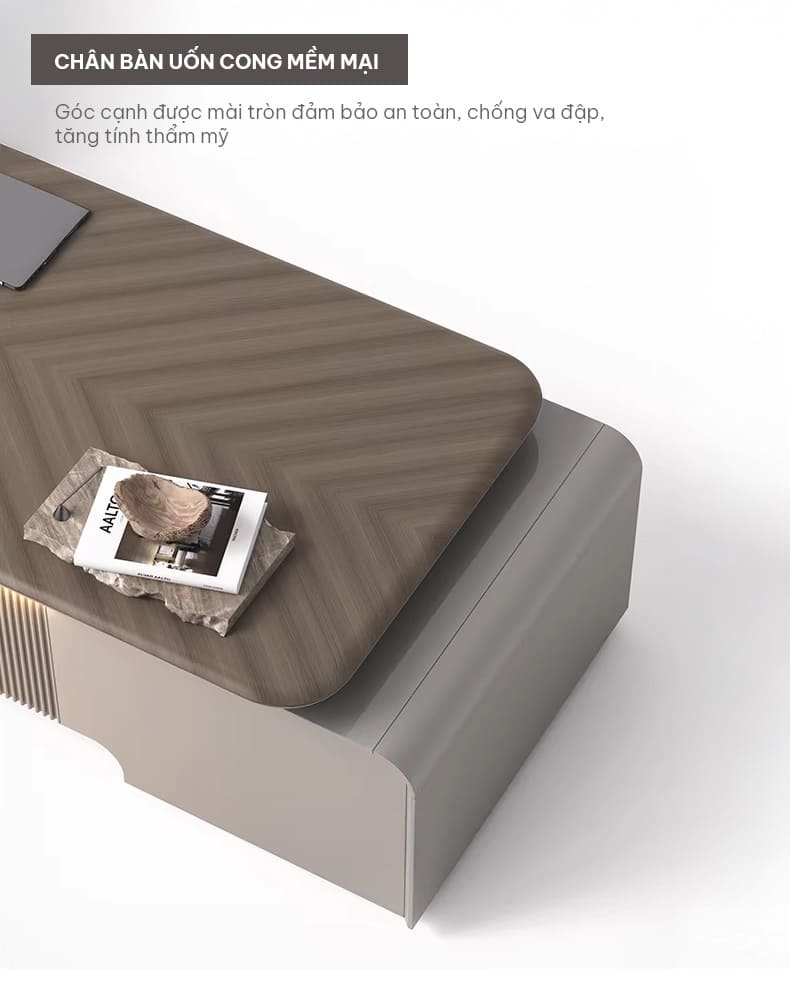 Bàn Lãnh Đạo Nhập Khẩu Monterra MT02: Chân bàn uốn cong mềm mại