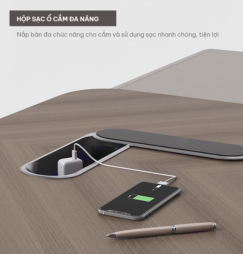 Bàn Lãnh Đạo Nhập Khẩu Monterra MT02: Hộp sạc ổ cắm đa năng