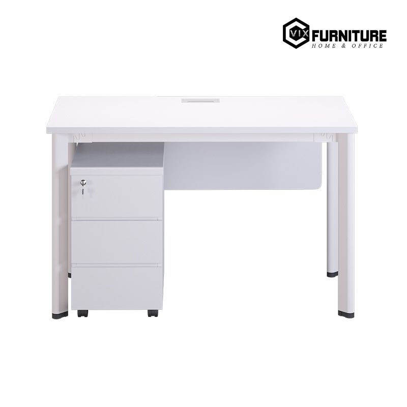 Bàn Làm Việc Oval OV01A Khung Trắng: Trang bị tủ hông tiện lợi