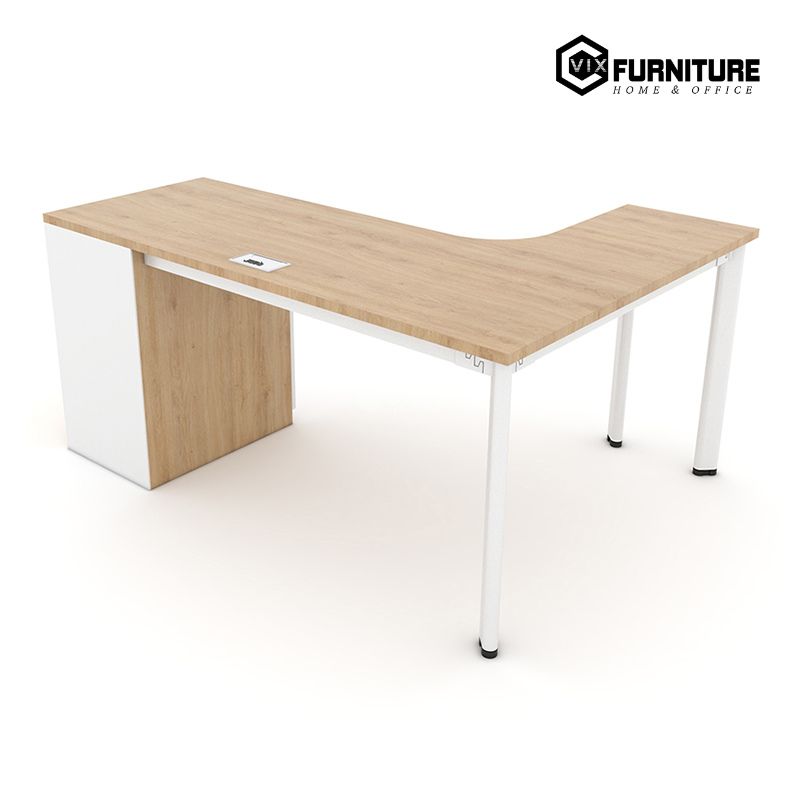 Bàn Làm Việc Oval OV04 Khung Trắng: Chất liệu gỗ cao cấp, bền bỉ