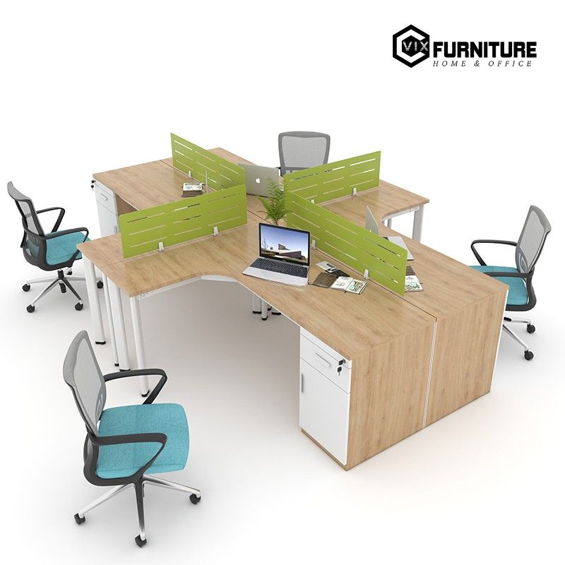 Bàn Làm Việc Oval OV04 Khung Trắng: Có thể ghép thành cụm bàn làm việc tiện lợi