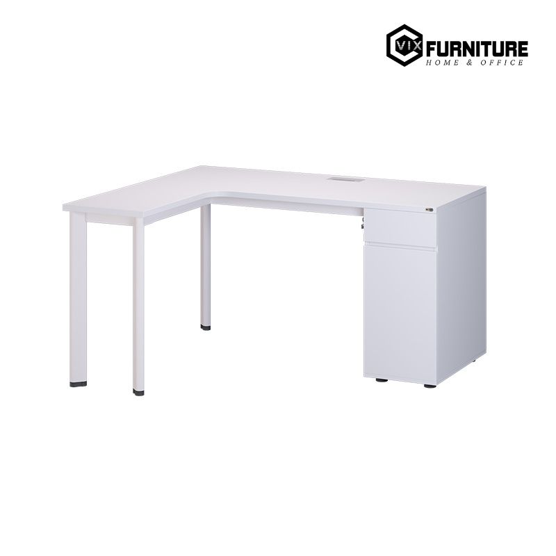 Bàn Làm Việc Oval OV04 Khung Trắng: Trang bị tủ hông tiện lợi