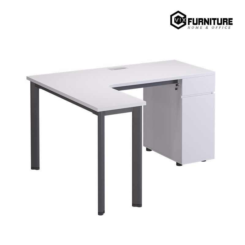 Bàn Làm Việc Oval OV04 Khung Trắng: Chân thép sơn tĩnh điện chắc chắn