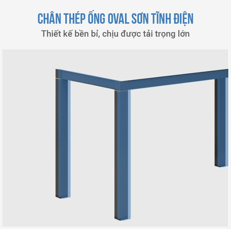 Cụm Bàn Làm Việc 8 Người Oval OVC01-4812 Khung Trắng: Chân thép sơn tĩnh điện cao cấp