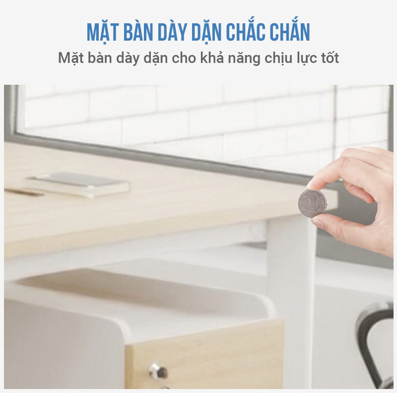 Cụm Bàn Làm Việc 8 Người Oval OVC01-4812 Khung Trắng: Mặt bàn dày dặn, chắc chắn