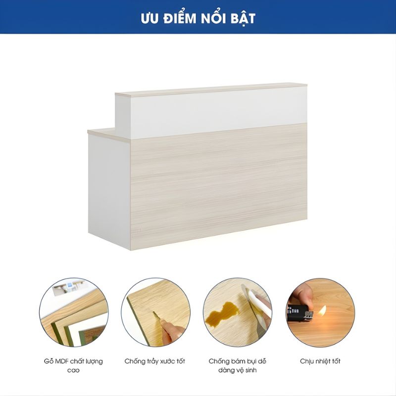 Quầy Lễ Tân QLT03-T: Ưu điểm nổi bật của sản phẩm